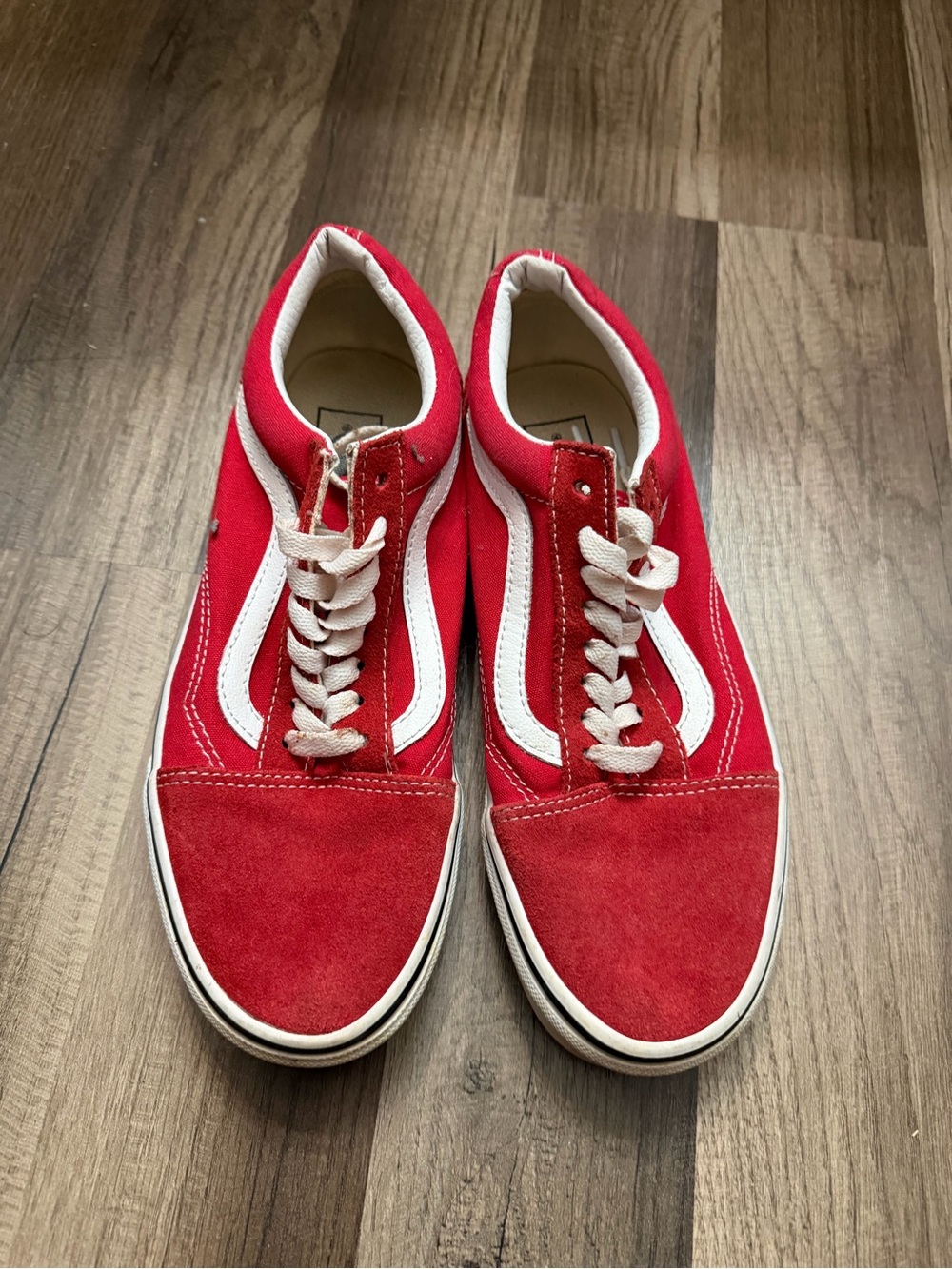 Vans Red and White Old Skool Skate Sneakers